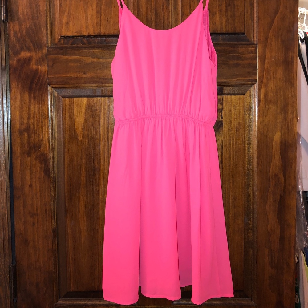 Lush Hot Pink Mini Wrap Dress - Picture 4 of 4